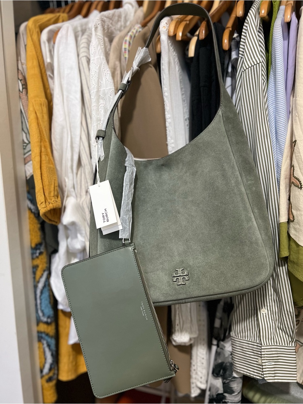 TORY BURCH Suede Shoulder Bag & Wallet